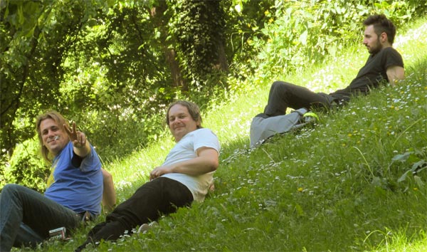 adam, pepa and jorda near the musikbunker in aachen, germany on june 5, 2015