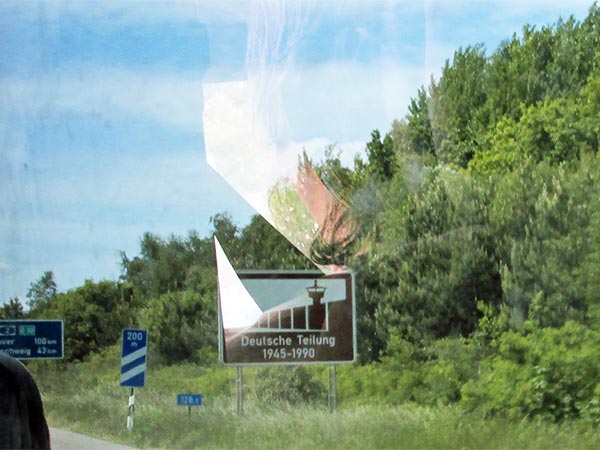 passing the 'deutsche teilung' near magdeburg, germany on may 31, 2015