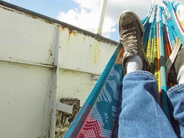 watt in a hammock on the stubnitz in hamburg on may 6, 2015