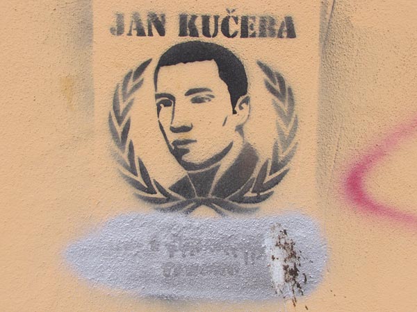 found on train station wall in jihlava, czech republic on may 26, 2015