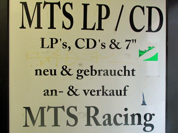 sign on the door for 'mts lp's & cd's in oldenburg, germany on may 31, 2015