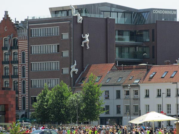 trippy art on a building in antwerp, belgium on june 4, 2015