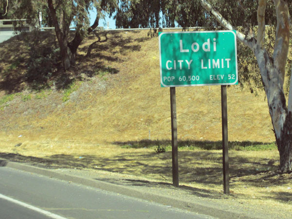 city of lodi sign on ca-99 freeway on september 16, 2014