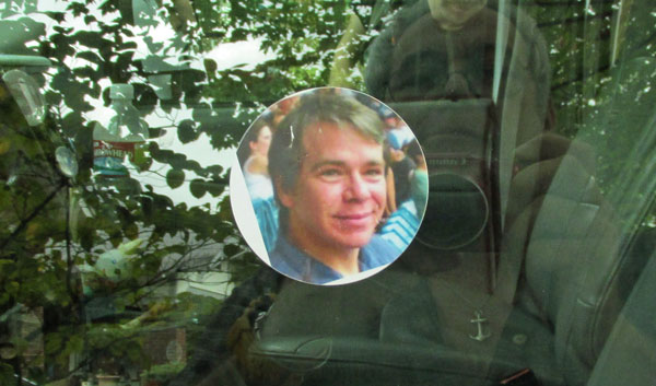 sticker of doug rockett on portside porthole of the boat in memphis, tn on october 3, 2014