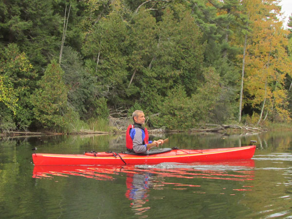 heimo paddling on the otter river in middlebury, vt on october 11, 2014
