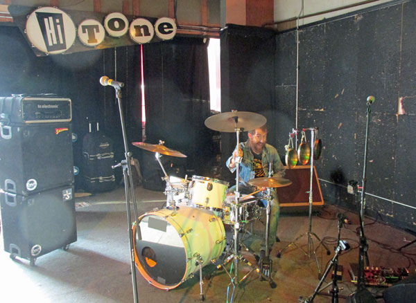 stefano pilia on the drums at the hitone in memphis, tn on october 2, 2014