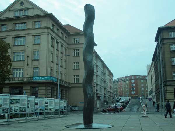 art in downtown prague, czech republic on october 24, 2016