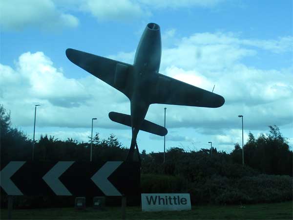 the frank whittle monument in lutterworth, england on october 6, 2016