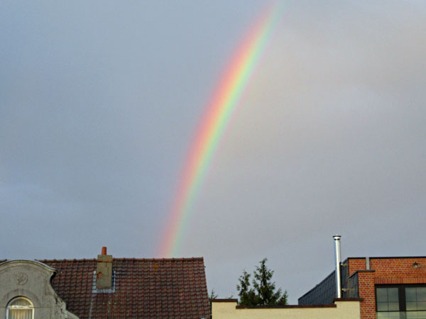rainbow in eeklo, belgium on october 1, 2016