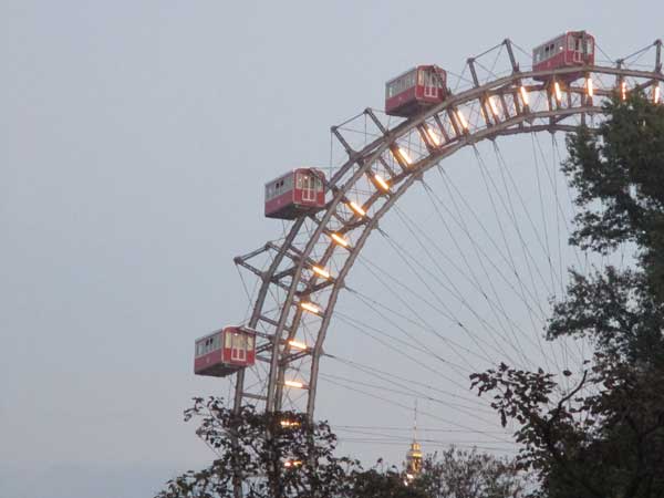 the wiener riesenrad at the prater in vienna, austria on october 21, 2016