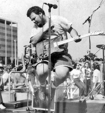 d boon leaping at the 1984 'street scene' in downtown l.a.