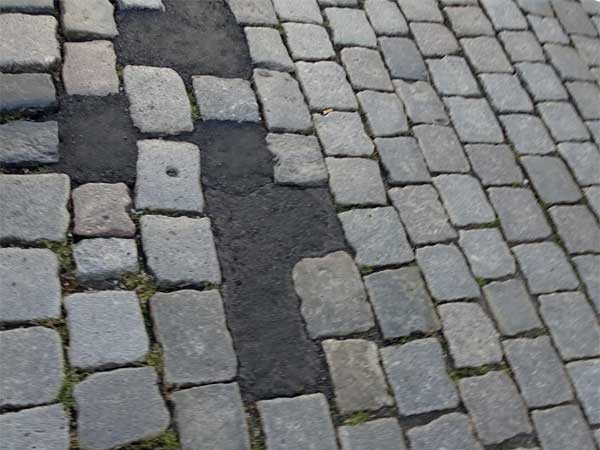 cobblestones in nuremberg, germany on august 14, 2019