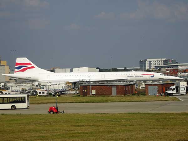 concorde sst at heathrow airport in london, england on august 27, 2019