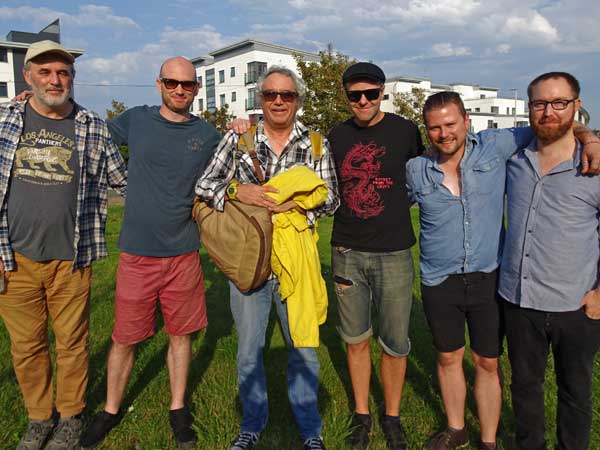 doc collins, ross williams, mike watt, darren johns, neil ewart + john cooper (l to r) in plymouth, england on august 26, 2019. photo by hiyori minato