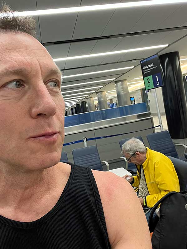 stephen perkins' photo of himself (l) + mike watt (r) at lax on february 21, 2024