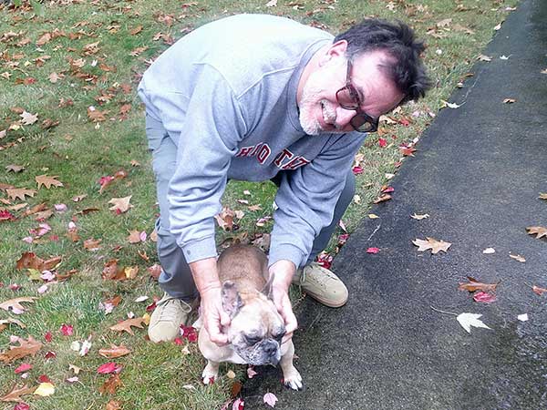 demos + luigi in front of their pad in shaker heights, oh on october 7, 2023