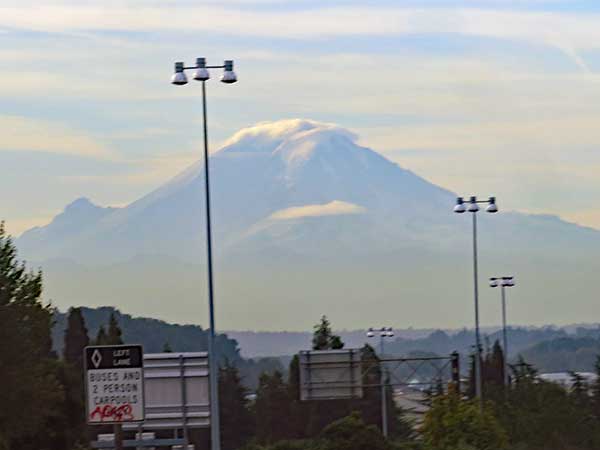 mount rainier from the I-5 going south on september 12, 2023