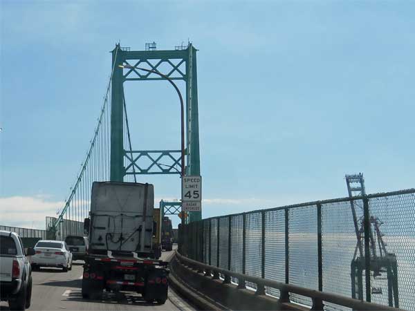 going east from san pedro to terminal island on the 'vincent thomas bridge' on september 20, 2023