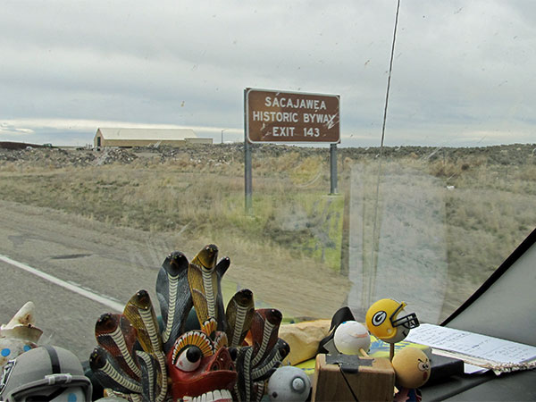 sign celebrating sacajawea on I-15 in idaho