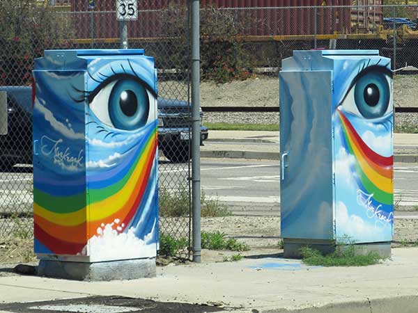 public art under the harbor freeway on channel street in san pedro, ca