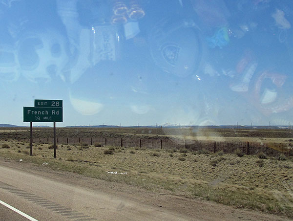 sign for actual 'french road' on I-70 in western wyoming, just before border w/utah