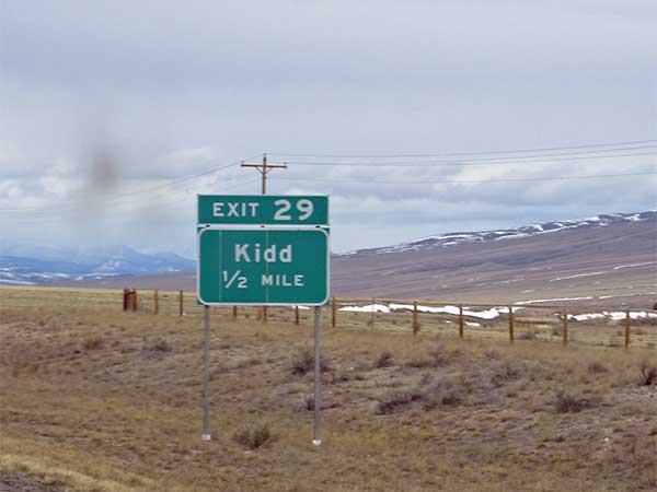 sign for kidd, mt off I-15