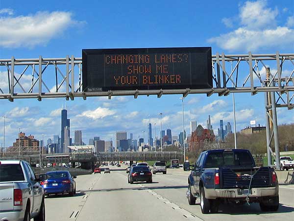 another traffic advisory sign on I-94 west, heading for chicago, il