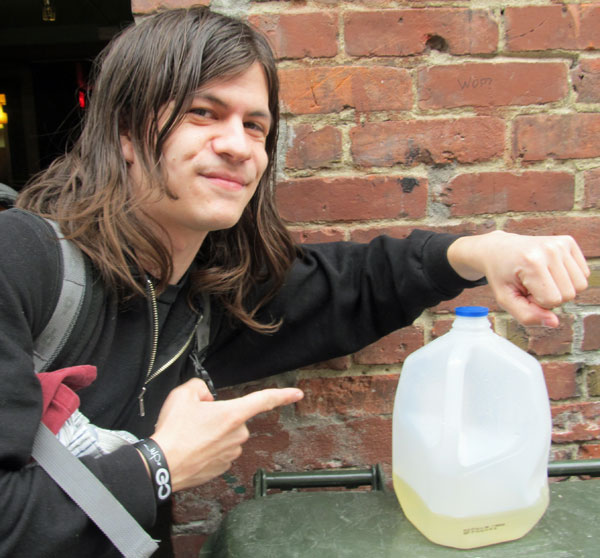 tera melos drummerman john clardy with a jug he pissed in on april 9, 2012