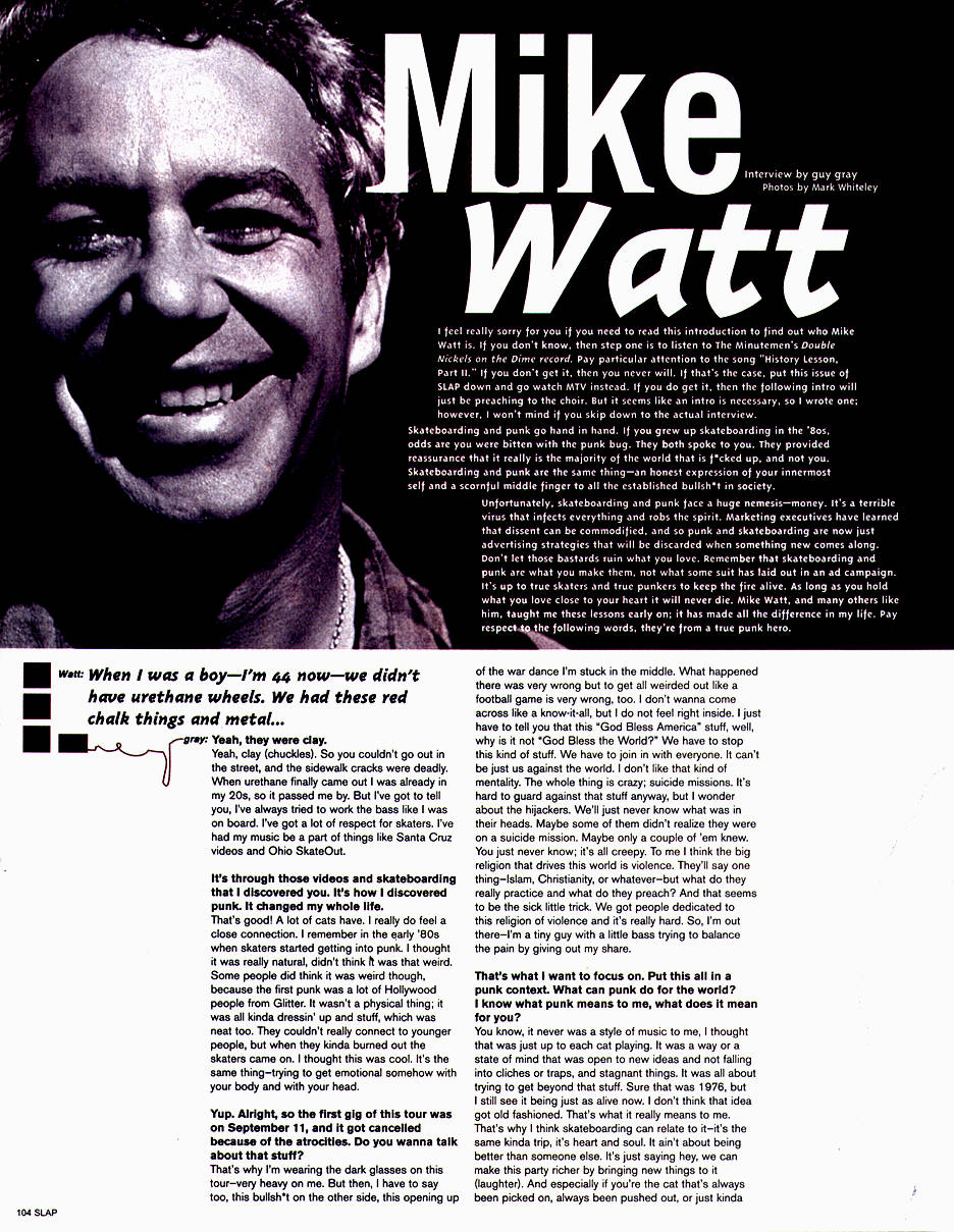 slap skateboard magazine interview w/watt - first page