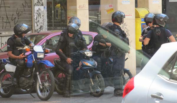 riot cops in athens, greece on july 1, 2012