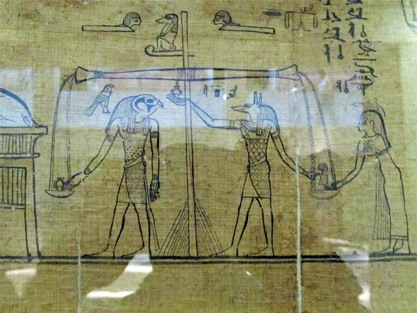 part of  the egyptian book of the dead at the neue museum in berlin, germany on july 31, 2012