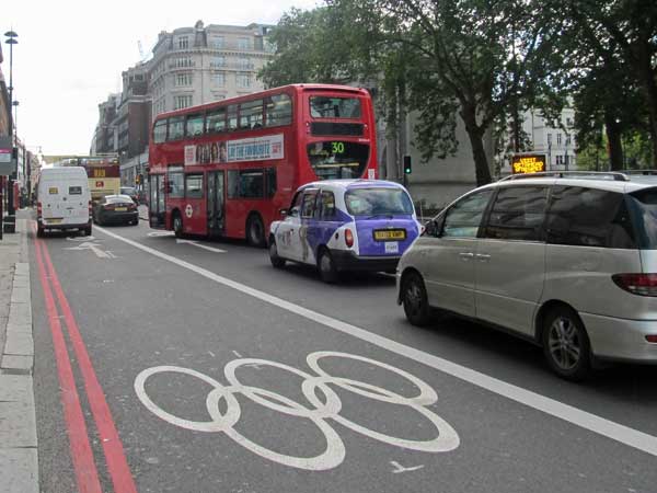 rainy oxford street in london, england on july 12, 2012