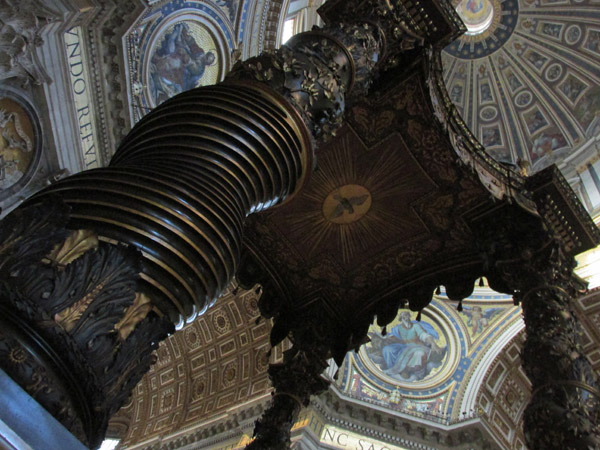 looking up inside saint peter's basilica, vatican - july 3, 2013