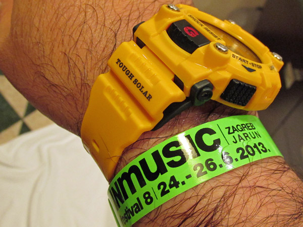 wristband for inmusic festival + watt's limited edition g-shock giallo watch