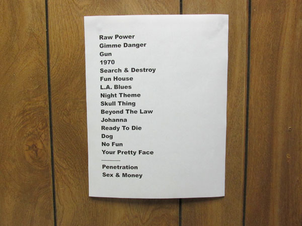 setlist for stooges june 1, 2013 gig in houston