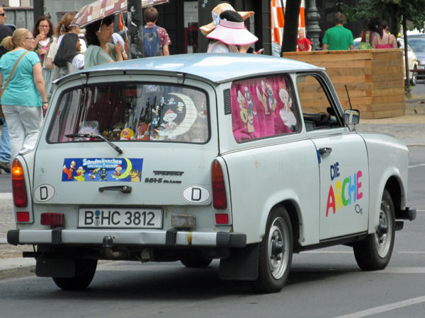 trabant on the street in berlin, germany on august 5, 2013