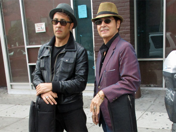 mario monterosso + tav falco (l to r) in front of 'bricks and mortar' in san francisco, ca on november 1, 2015