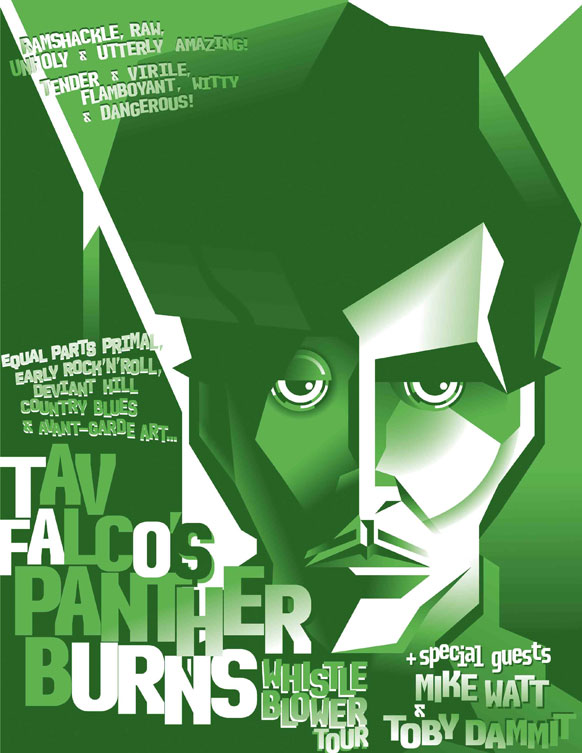 poster for tav falco's 'whistle blower tour 2015'
