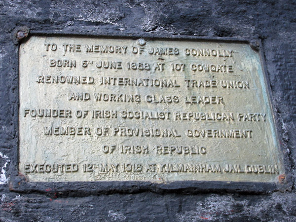 james connolly plaque on cowgate in edinburgh, scotland on april 14, 2014