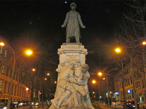 monument to carvalho arajuo in vila real, portugal on march 6, 2014