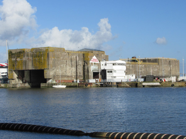 nazi uboat pen across channel from vip club in saint-nazaire, france on feb 26, 2014