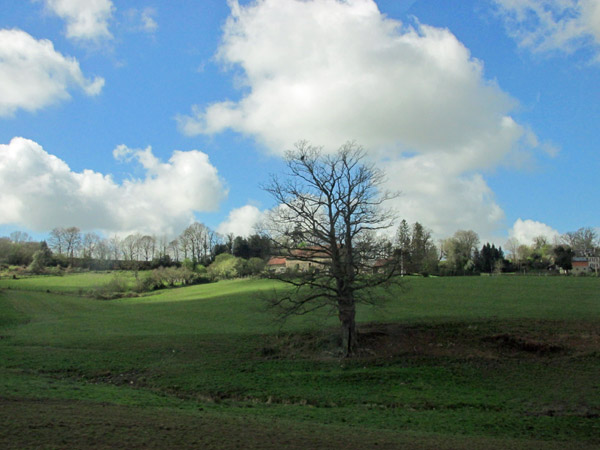 french countryside on the way to orleans from royere de vassiviere on april 5, 2014