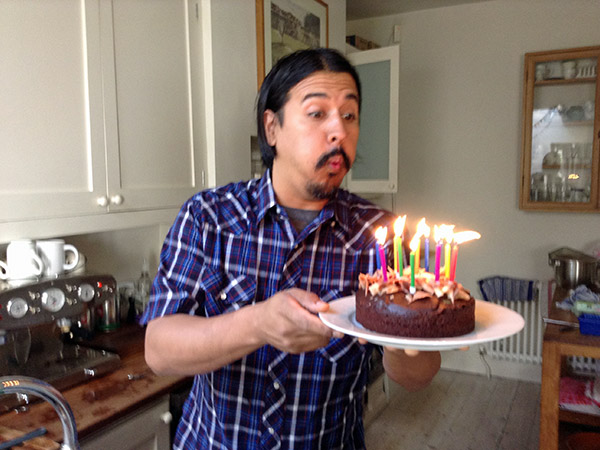 raul morales celebrates 37th birthday in brighton, england on april 9, 2014 - photo by tom watson