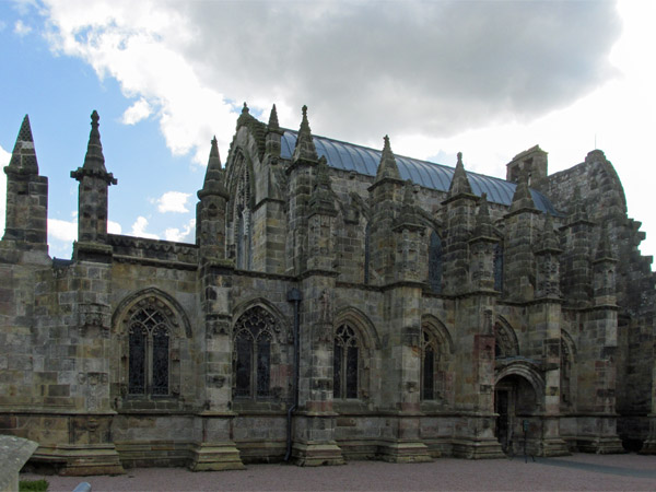 rosslyn chapel in roslin, scotland on april 14, 2014