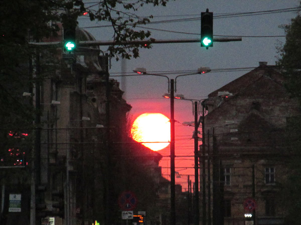 senset in downtown timisoara, romania on march 28, 2014