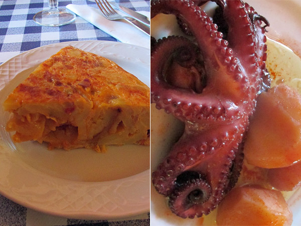 spanish-style tortilla, octopus and potatoes watt chowed at 'as naves' in vigo, spain on march 7, 2014