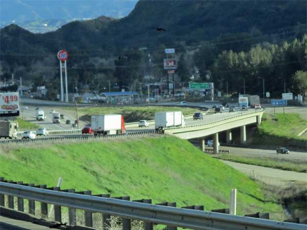 where the I-5 crosses over on itself near vallencia, ca on march 5, 2017