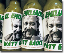 bottles of 'watt sauce' from 'el enojado' bottles of 'watt sauce' from 'el enojado'